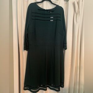 Lane Bryant Dark Green Dress with Mesh Details